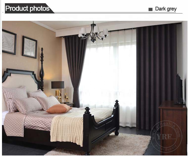 Rideaux de chambre à coucher isolés résistants d'obscurcissement de couleur unie de cottage