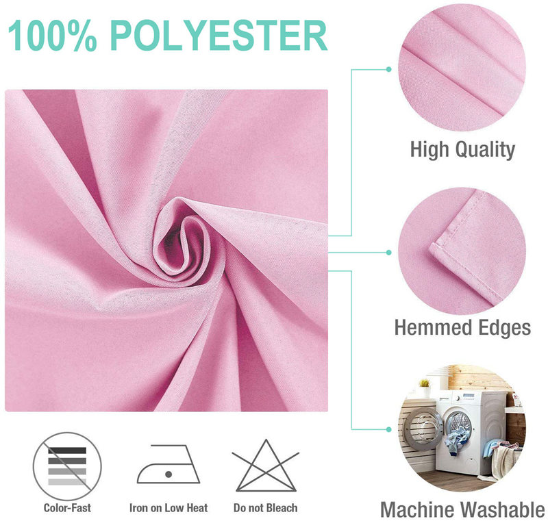 Nappes rectangulaires rose pur 70x120 pouces 100% polyester sans pli pour les mariages