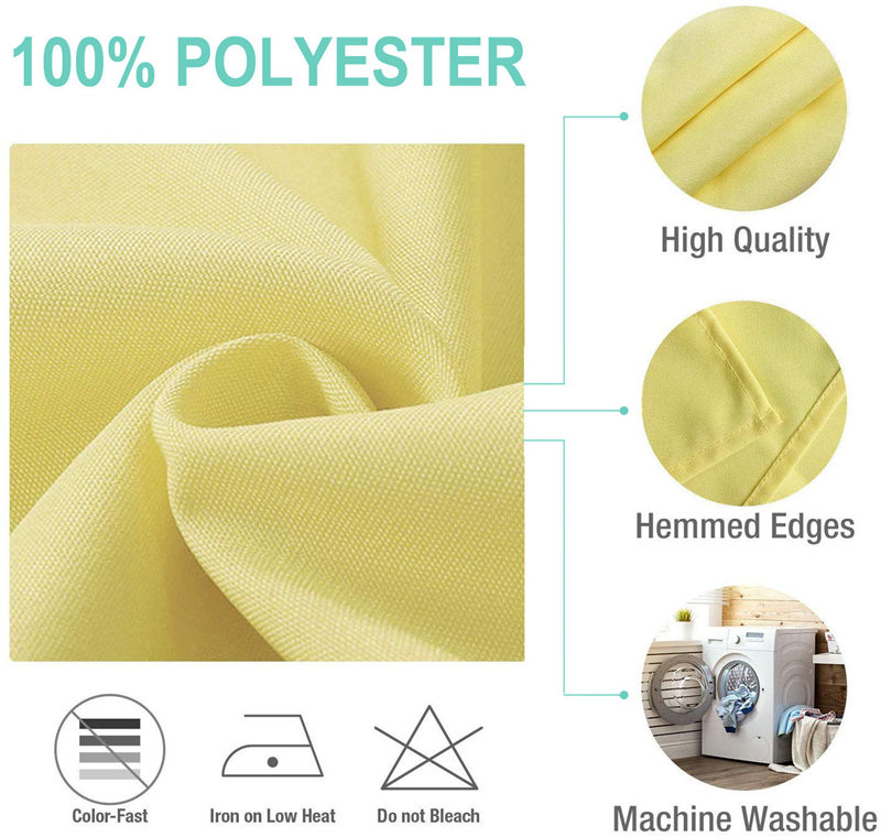 Nappe oblongue jaune pur 90x156 pouces 100% polyester sans pli pour hôtel