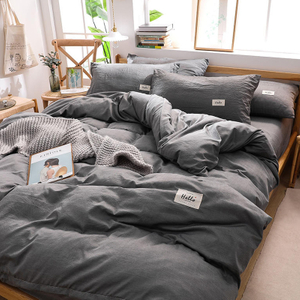 Draps de lit en coton de haute qualité gris foncé pour dortoir