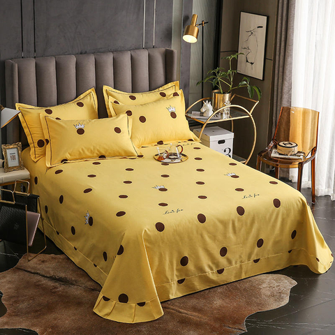 Accueil Literie Ensemble de draps de lit à pois jaunes de haute qualité