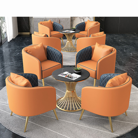 Chaise en cuir de table ronde de mode moderne de vente chaude d'ensemble de sofa