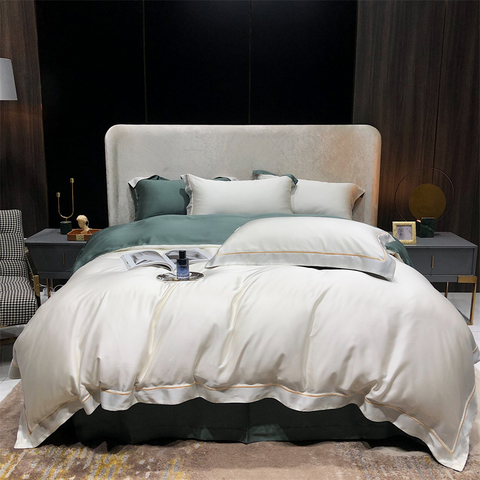 Collection de literie White Tencel 4Pcs Luxury Design 5 Star Hotel
