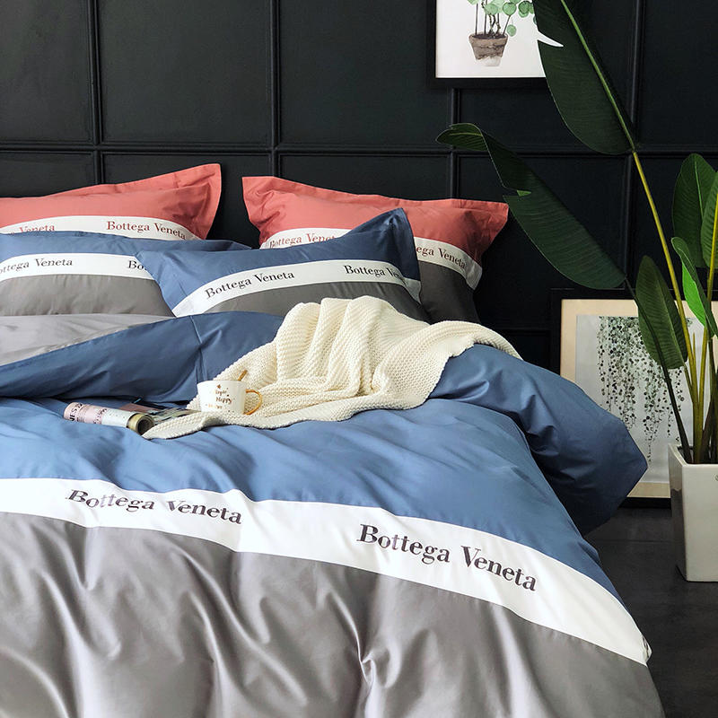 Style moderne 4 pièces motif de couture Home Textile King lit douceur ensemble de draps de lit