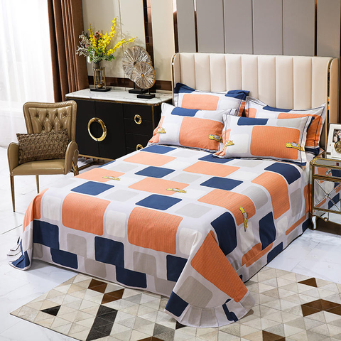 Ensemble de draps de lit fabriqués en Chine à carreaux en coton au design moderne