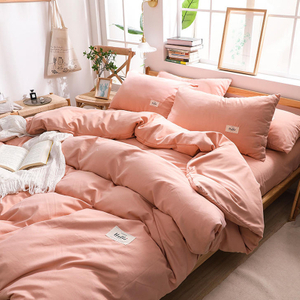 Drap de lit en tissu de coton assorti rose pour dortoir étudiant de style simple